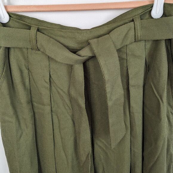 Eileen Fisher |  Olive Green Wide Leg Tencel Twill Pants Size 8 - Picture 4 of 9